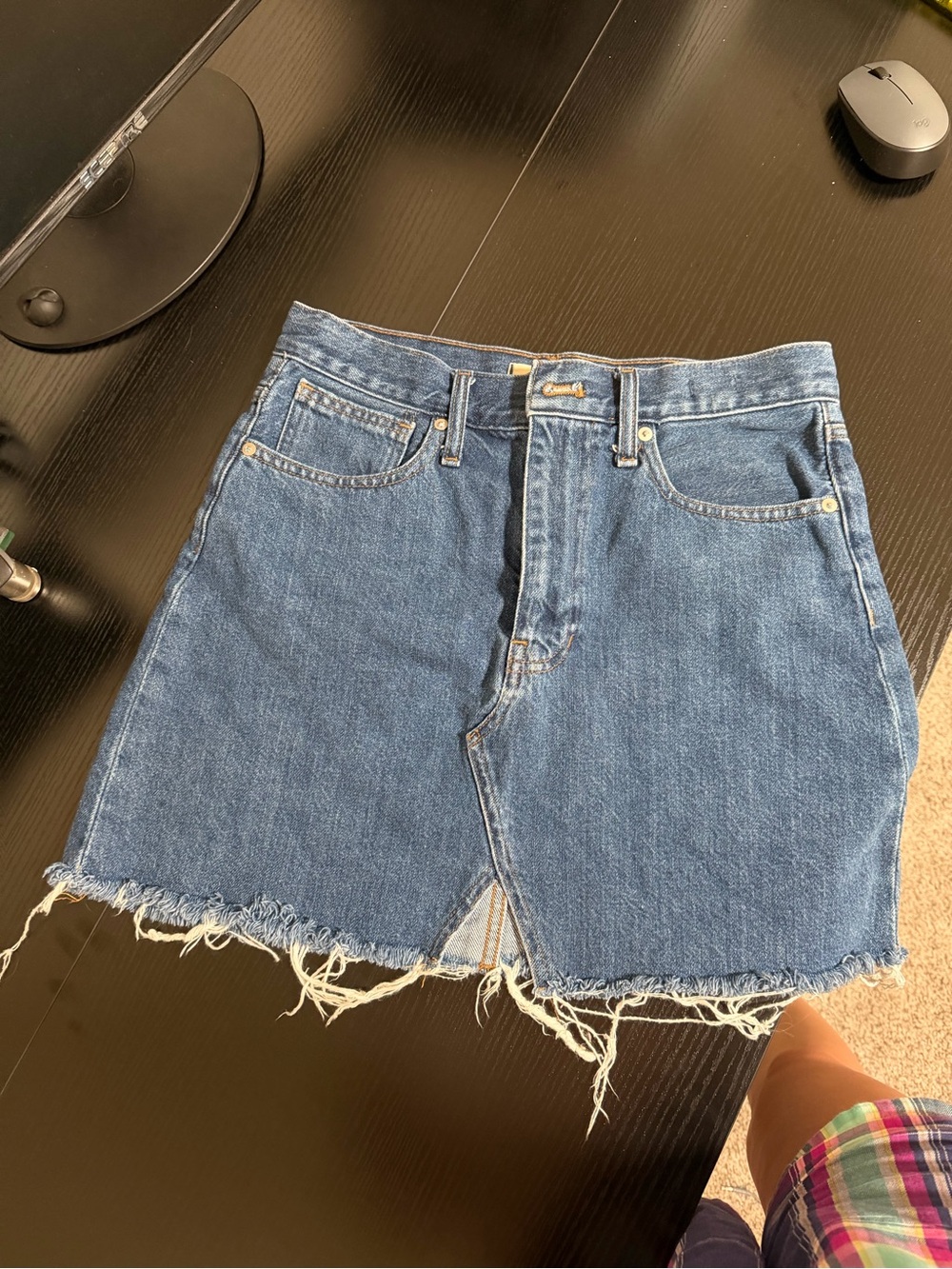 Madewell Indigo Denim Skirt with Contrast Stitching